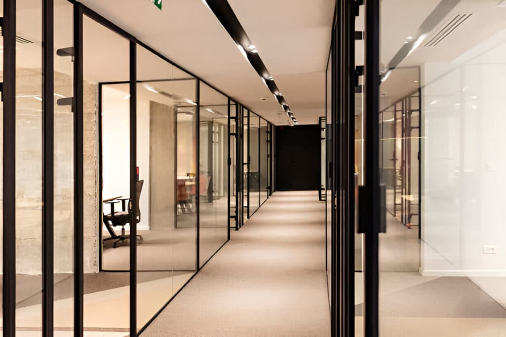 Glass office partitions